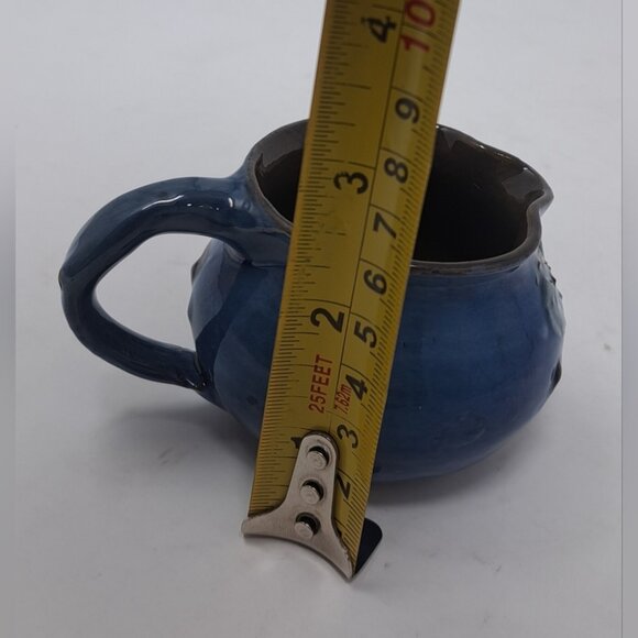 CH Brannam Barum Pottery Ceramic Mini Jug 1900 Dated Frog Fish Waves Blue 2.25" - Picture 14 of 16